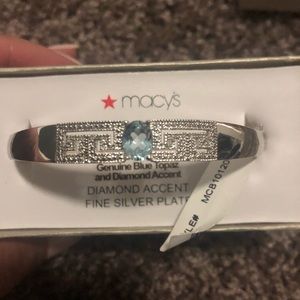 Blue Topaz & Diamond Accent Silver Bracet